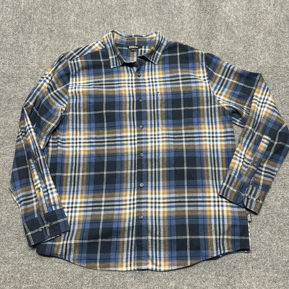 Eddie Bauer Shirt Mens XL Blue Plaid Flannel Button Front Long Sleeve Casual